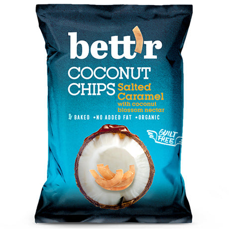 bett'r Kokoschips Saltet Karamel Med Kokosblomst Nektar | 40 gr fra bett'r på Mecindo.dk