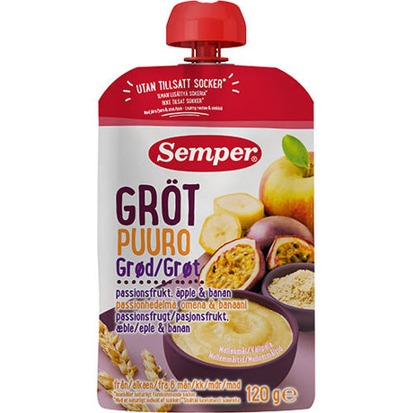 Semper Grød Med Passionsfrugt, Æble Og Banan Fra 6 Mdr. | 120 gr fra Semper på Mecindo.dk