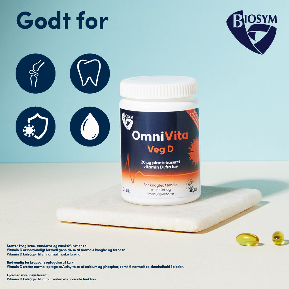 Biosym Omnivita Veg D | 60 kapsler fra Biosym på Mecindo.dk