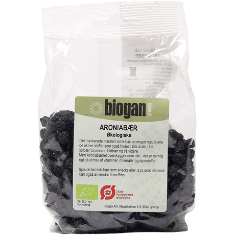 Biogan Økologiske Tørrede Aroniabær | 100 g fra Biogan på Mecindo.dk