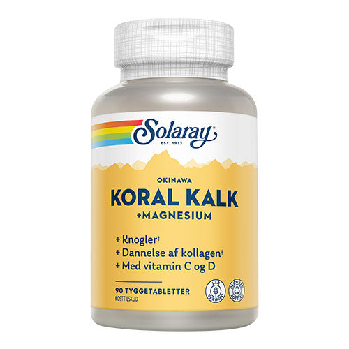 Solaray Koralkalk Med Vit. C Og D Tyggetablet | 90 Tabl. fra Solaray på Mecindo.dk