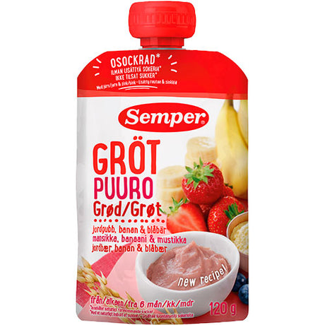Semper Grød med jordbær, banan og blåbær fra 6 mdr. | 120 gr fra Semper på Mecindo.dk