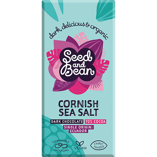 Seed & Bean Chokolade Mørk 70% Cornish Sea Salt Økologisk | 75 gr fra Seed & Bean på Mecindo.dk