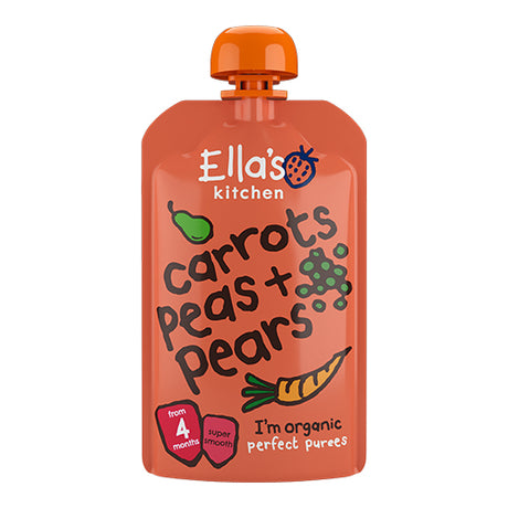 Ellas Kitchen Babymos Gulerod, AErter & Paere 4 mdr Økologisk | 120 gr fra Ellas Kitchen på Mecindo.dk