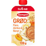 Semper Frugtgrød Med Pære, Abrikos & Banan Fra 6 Mdr. | 120 g