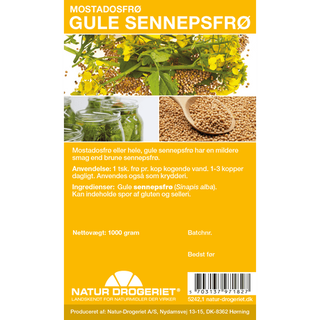 Natur-Drogeriet Sennepsfrø Gul Hel Mostadosfrø | 1 kg fra Natur-Drogeriet på Mecindo.dk