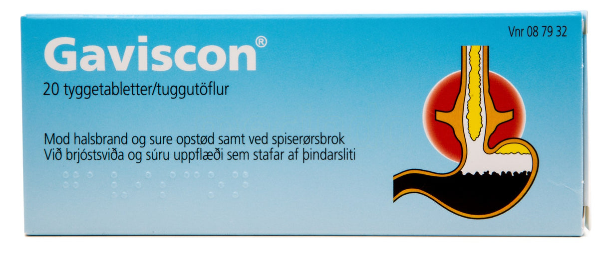 Gaviscon Tyggetabetter | 20 Tabl. fra Gaviscon på Mecindo.dk