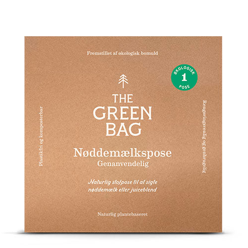 Nøddemælkspose af økologisk bomuld 30 x 30 cm fra The Green Bag på Mecindo.dk