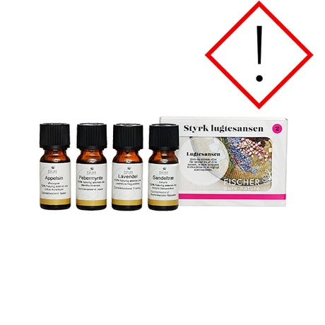 Fischer Pure Nature Styrk Lugtesansen Kit 2, 4 X10 Ml AEteriske Olier Appelsin Ø, Pebermynte, Lavendel, Sandeltrae fra Fischer Pure Nature på Mecindo.dk