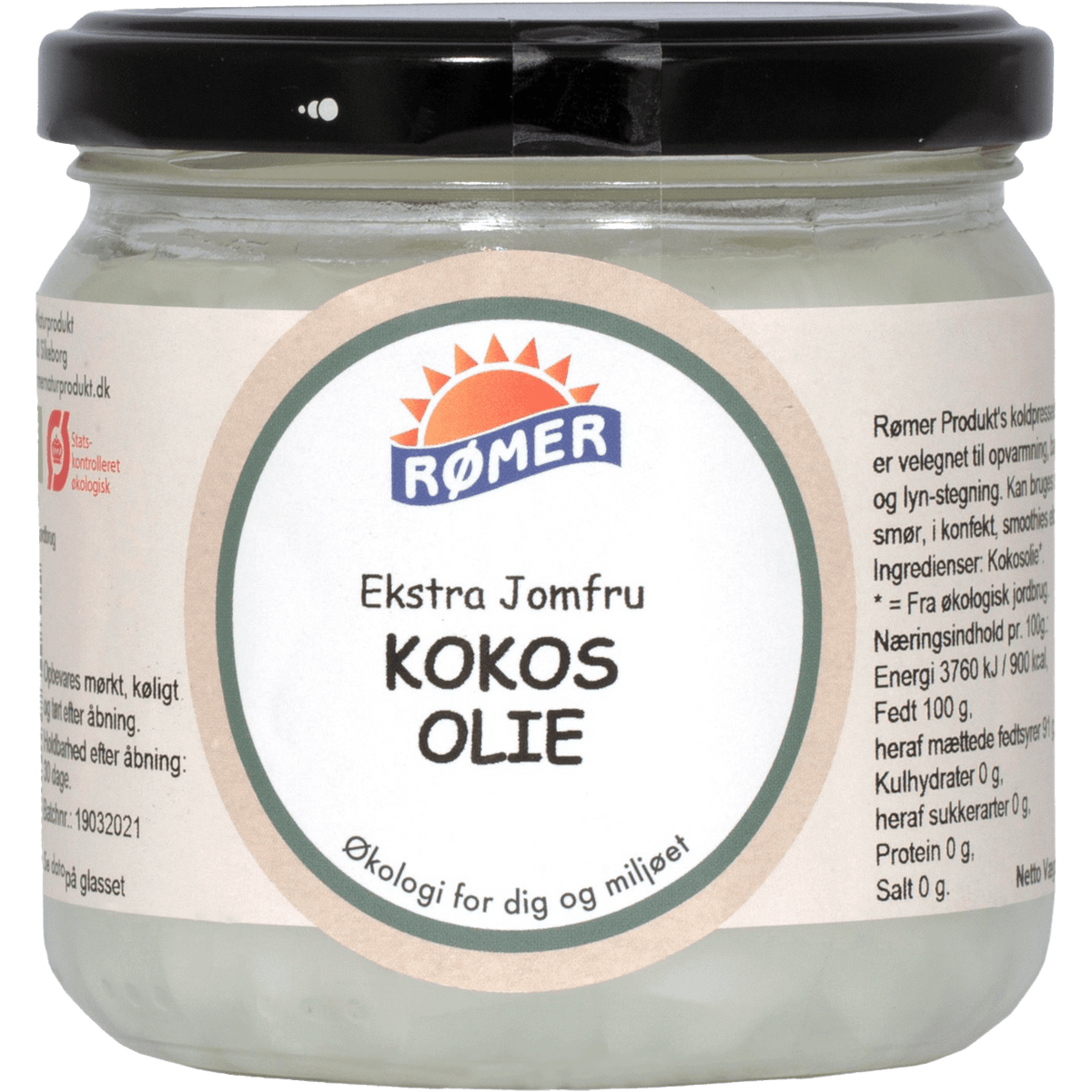 Rømer Kokosolie Ekstra Jomfru Økologisk Koldpresset | 300 ml