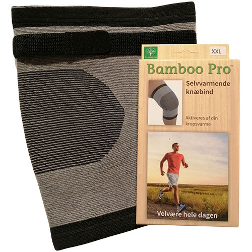 Bamboo Pro Knaebind m/ velcrobånd, selvvarmende Ekstra støtte | Str: 2XL fra Bamboo Pro på Mecindo.dk