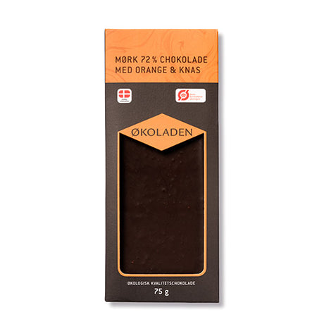 Økoladen Chokolade Mørk Orange/knas Økologisk 72% | 75 gr fra Økoladen på Mecindo.dk