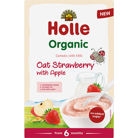 Holle Fuldkornshavregrød m. maelk,jordbaer og aeble Økologisk | 250 gr fra Holle på Mecindo.dk