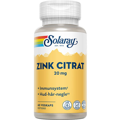 Solaray Zink Citrat | 60 kapsler fra Solaray på Mecindo.dk