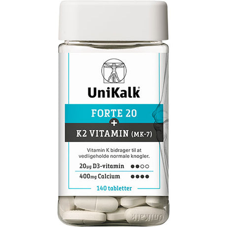 Unikalk Forte K2 | 140 tabletter fra Unikalk på Mecindo.dk