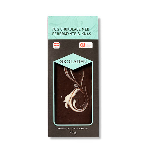 Økoladen Chokolade Pebermynte/knas Økologisk 70% | 75 gr fra Økoladen på Mecindo.dk
