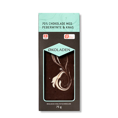 Økoladen Chokolade Pebermynte/knas Økologisk 70% | 75 gr fra Økoladen på Mecindo.dk