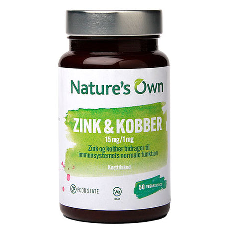 Natures Own Zink & Kobber Food State | 50 Tabl. fra Natures Own på Mecindo.dk