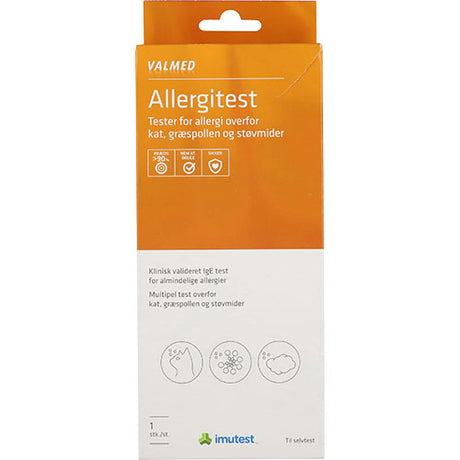 Valmed Allergi test (kat, støv, græs) fra Valmed på Mecindo.dk
