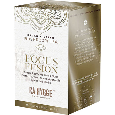 Rå Hygge Focus Fusion - Lion's Mane Green Tea Ø | 16 br fra Rå Hygge på Mecindo.dk