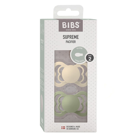 BIBS Supreme Silicone Size 2 Ivory/Sage 2 PACK fra BIBS på Mecindo.dk