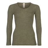 Engel Natur Langaermet Bluse, Uld/silke, Olive | Str. 46/48 fra Engel Natur på Mecindo.dk