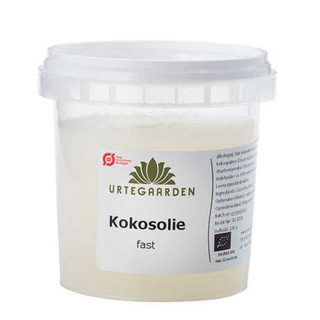 Urtegaarden Kokosolie, Fast Økologisk | 100 gr fra Urtegaarden på Mecindo.dk